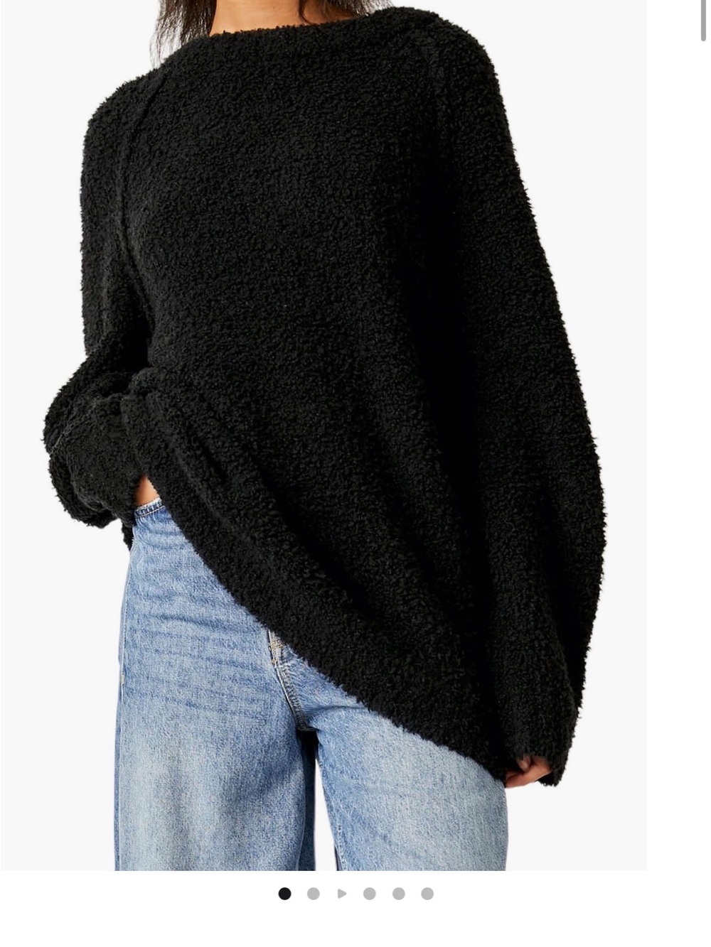 Free People Black Plush Crewneck Sweater